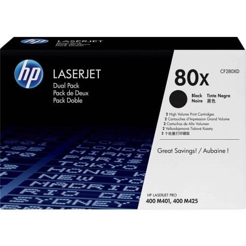 HP 80X Γνήσιο Multipack Toner Laser Εκτυπωτή Μαύρο High Yield 2τμχ CF280XD