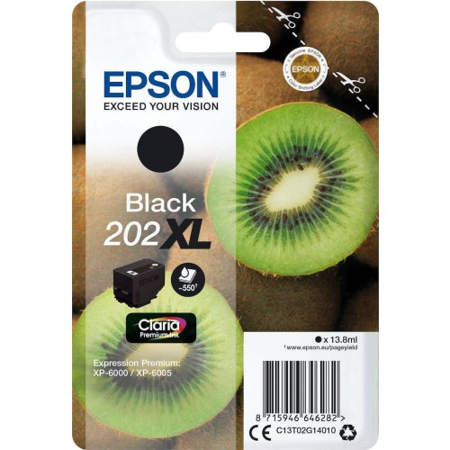 Epson 202XL Γνήσιο Μελάνι Εκτυπωτή InkJet Μαύρο (C13T02G14010)