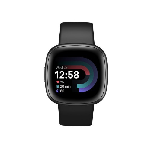Fitbit Versa 4 Aluminium Αδιάβροχο Smartwatch με Παλμογράφο (Μαύρο)