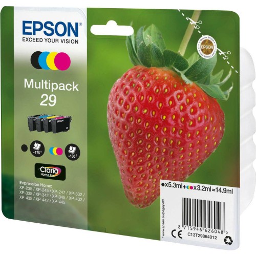 Epson 29 Γνήσιο Πακέτο 4 Μελανιών Εκτυπωτή InkJet Κίτρινο / Κυανό / Ματζέντα / Μαύρο (C13T29864010 C13T29864012)
