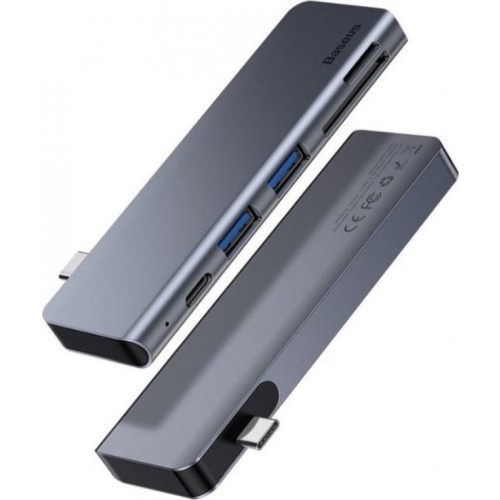 Baseus Harmonica USB 3.0 Hub 3 Θυρών με σύνδεση USB-C & Θύρα Φόρτισης Γκρι