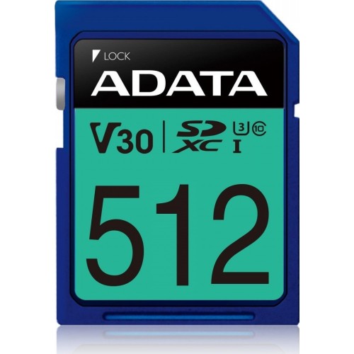 Adata Premier Pro SDXC 512GB U3 UHS-I 100MB/s με αντάπτορα