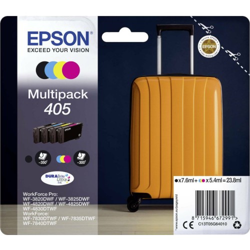 Epson 405 Γνήσιο Πακέτο 4 Μελανιών Εκτυπωτή InkJet Κίτρινο / Κυανό / Ματζέντα / Μαύρο (C13T05G64010)