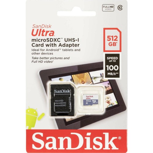 Sandisk Ultra microSDXC 512GB Class 10 UHS-I με αντάπτορα