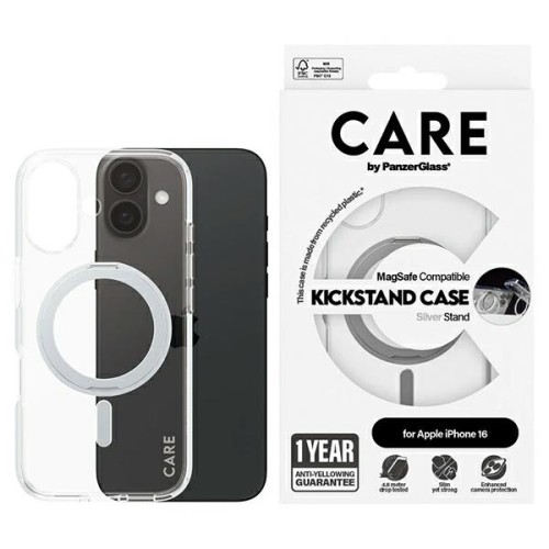 PanzerGlass Feature Kickstand Back Cover Πλαστικό Ασημί (iPhone 16) 1325